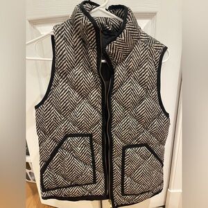 J. Crew Black and Cream Chevron Vest